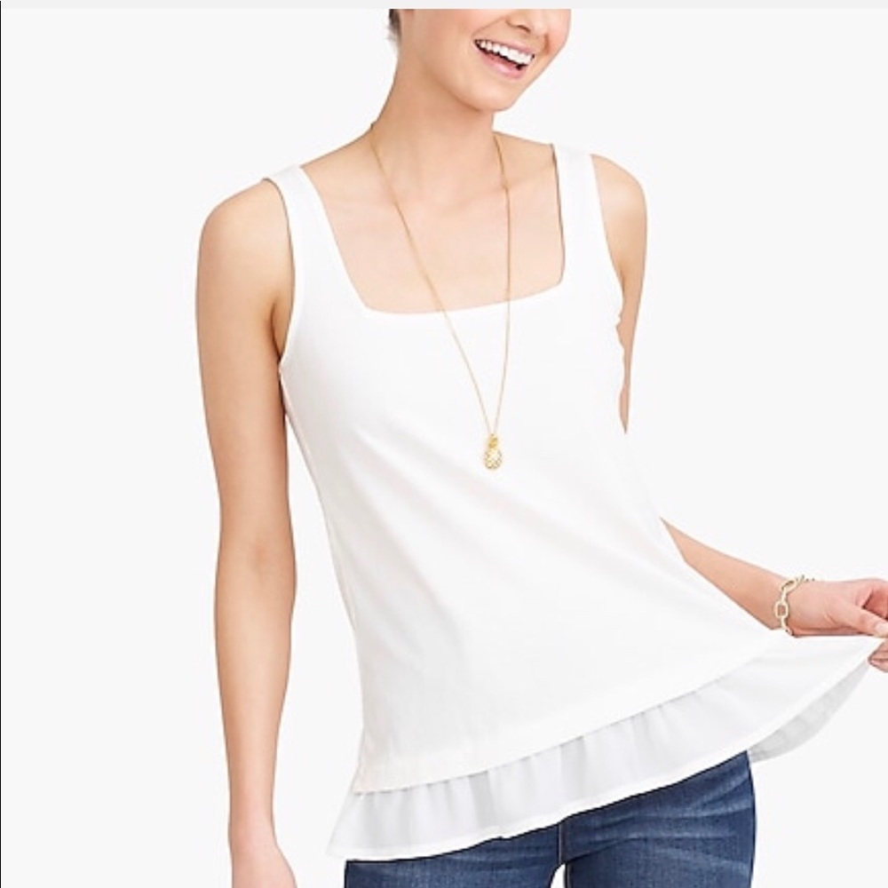 J. CREW Square Neck Tank Top with Ruffle Hem